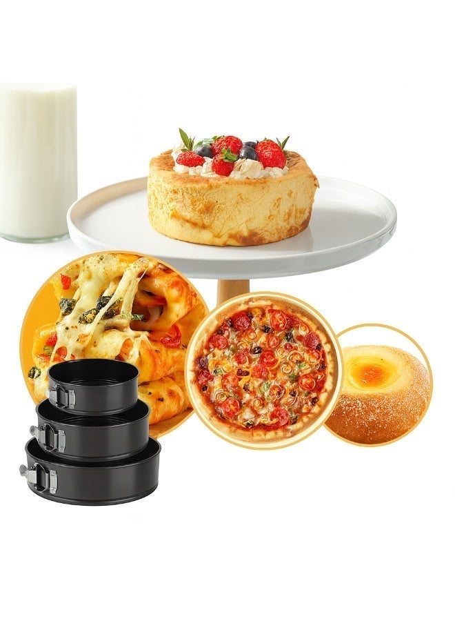 3-Piece Springform Cake Pan Set (24cm + 26cm + 28cm) – Non-Stick Carbon Steel Baking Moulds with Removable Bottom & Quick-Release Latch | Perfect for Cheesecakes, Desserts & Oven Baking - Image 4