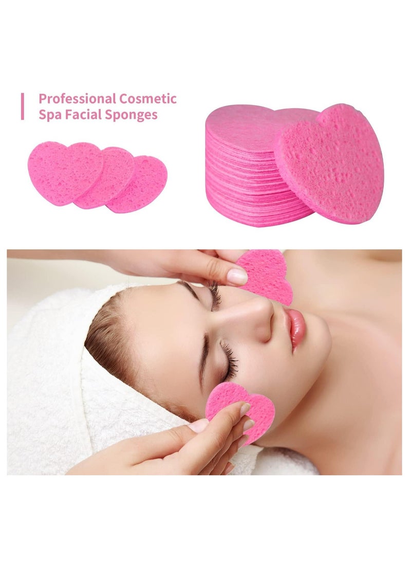 إسكدنيا 25 عبوة من إسفنجات الوجه السليولوز الطبيعية على شكل قلب - وردي، للتنظيف والتقشير وإزالة المكياج - Image 2