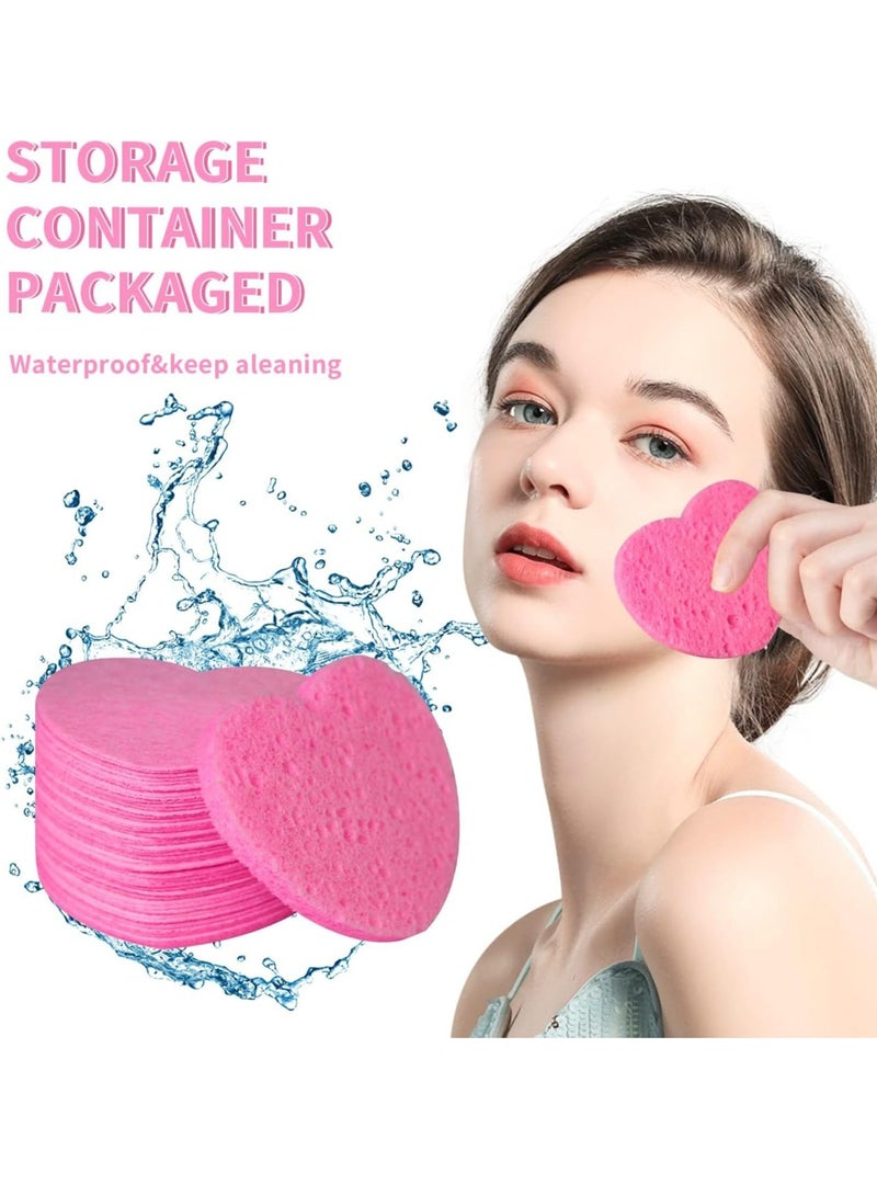 إسكدنيا 25 عبوة من إسفنجات الوجه السليولوز الطبيعية على شكل قلب - وردي، للتنظيف والتقشير وإزالة المكياج - Image 3