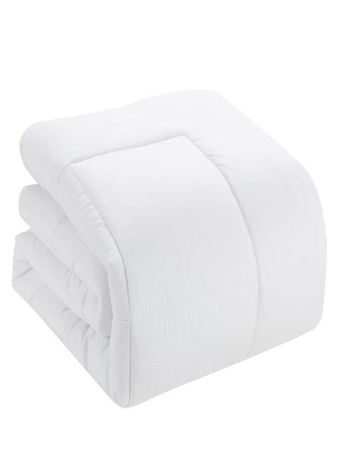 سويت هو م كولكشن مجموعة سويت هوم كوليكشن، طقم لحاف مكون من 5 قطع، لون موحد، مناسب لجميع الفصول، بطانية ناعمة بديلة للريش، وملاءات سرير فاخرة من الألياف الدقيقة، أبيض، مقاس مفرد - Image 3