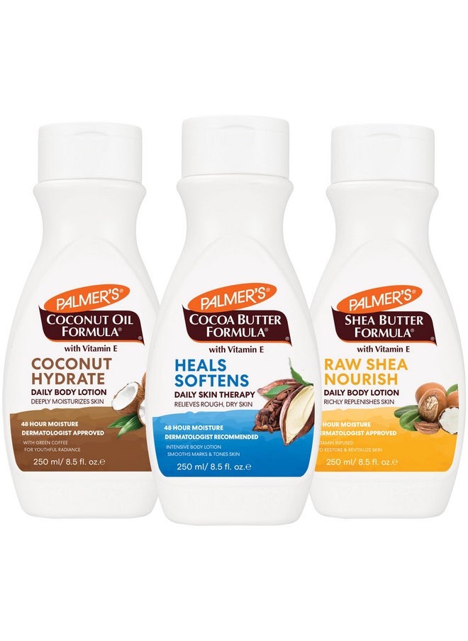 PALMER'S - Body Lotion For Women & Men Variety Pack Vitamin E Lotion Set For Dry Skin 48 Hour Moisturization 8.5 Oz Flip Cap Bottles (Pack Of 3) - Image 1