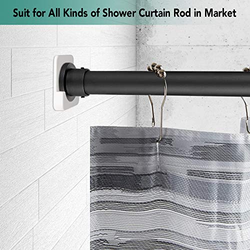 CANRAY Shower Curtain Rod Holder for Wall Mount | Adhesive Shower Tension Rod Retainer for Tile | No Drilling | Stick On | 2 Pack, White (Shower Curtain Rod Not Included) - Image 4