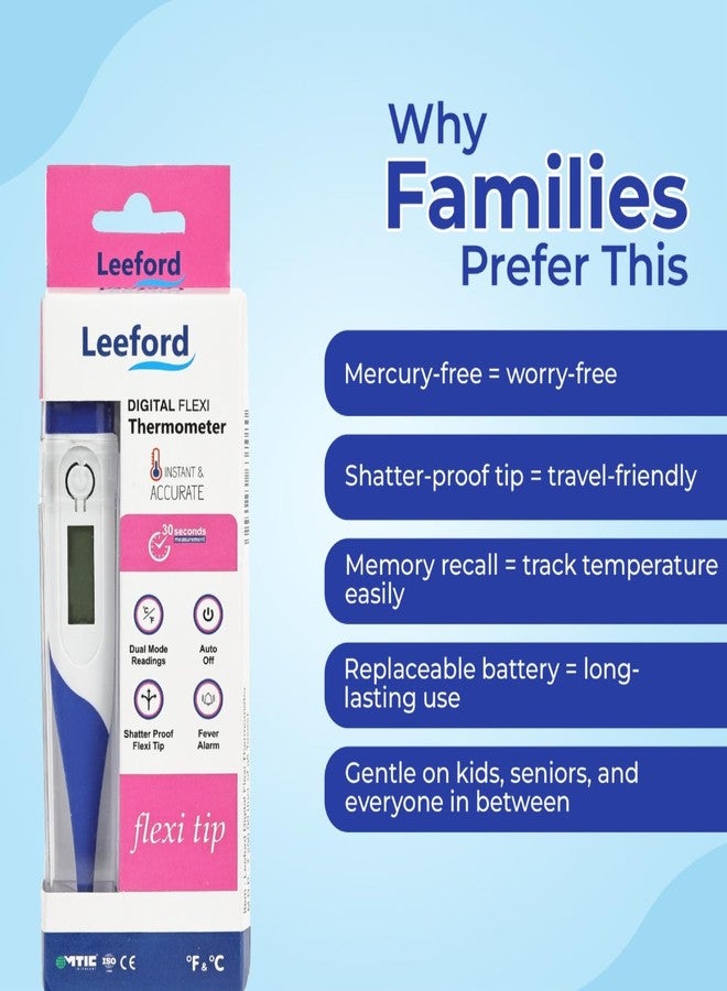 Leeford Digital Flexi Thermometer for Fever | Oral, Underarm, Rectal Use | Fast 30-Second Accurate Readings - Image 5