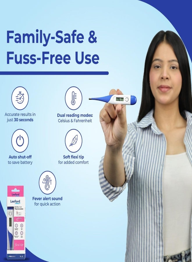 Leeford Digital Flexi Thermometer for Fever | Oral, Underarm, Rectal Use | Fast 30-Second Accurate Readings - Image 3