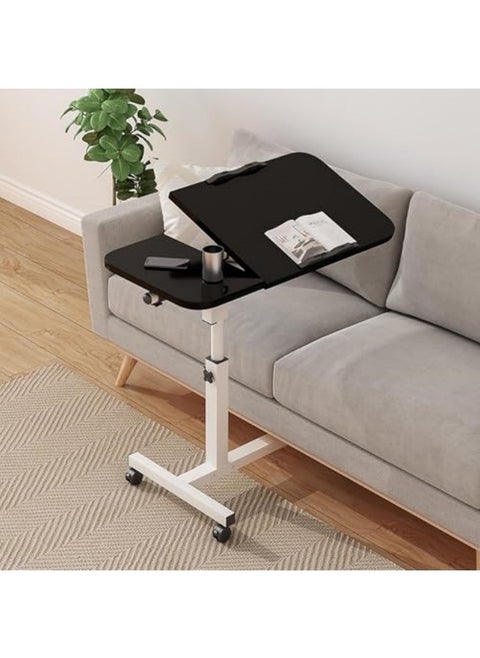 Adjustable Home Office Desk Portable Study Computer Rolling Desk for Small Spaces Movable Sofa Side Bed Table on Wheels Student Small Standing Laptop Desk Black