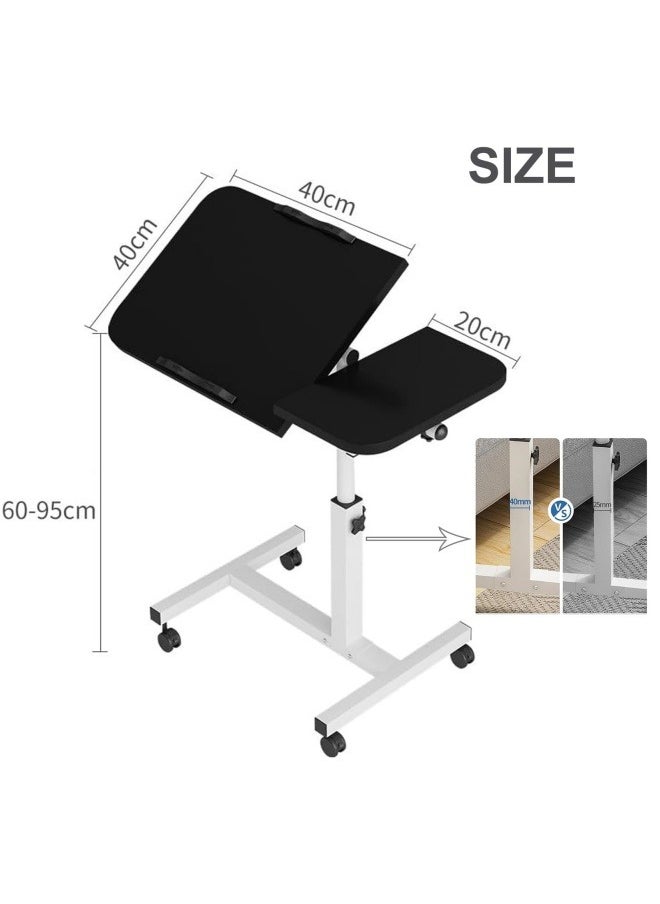 GGEROU - Adjustable Home Office Desk Portable Study Computer Rolling Desk for Small Spaces Movable Sofa Side Bed Table on Wheels Student Small Standing Laptop Desk Black - Image 1