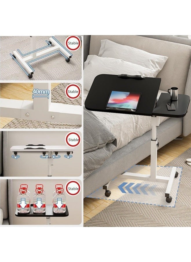 GGEROU - Adjustable Home Office Desk Portable Study Computer Rolling Desk for Small Spaces Movable Sofa Side Bed Table on Wheels Student Small Standing Laptop Desk Black - Image 1