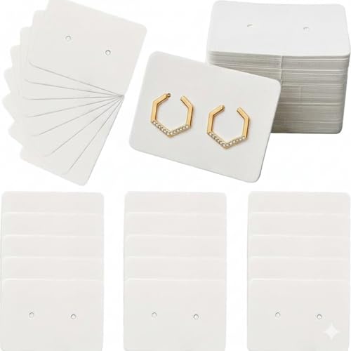 Festiko White Small Earring Display Cards Paper Earring Card Holder Rectangle Shape Price Tags Cards for Ear Studs Display Jewelry Packaging | 3.5×2.5 cm | 100 PCS Premium Display Tags for Earrings - Image 1