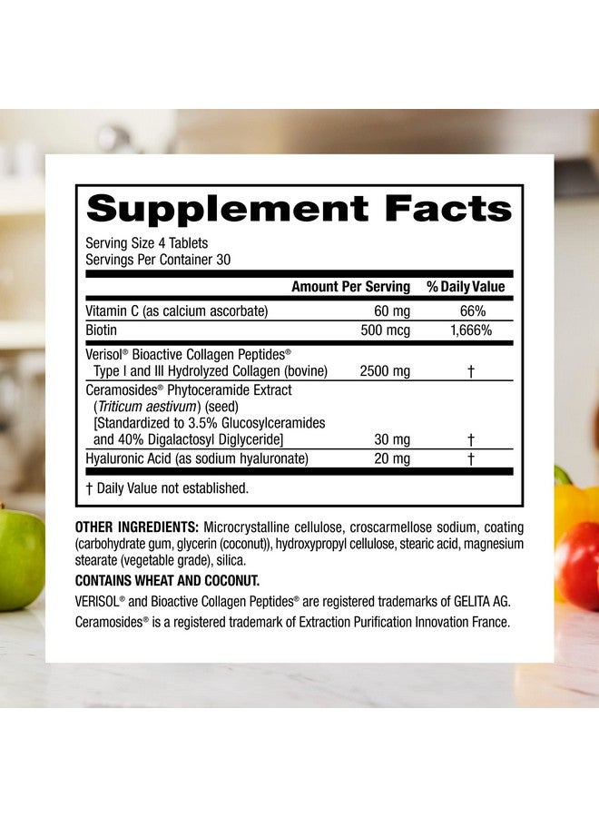 Webber Naturals Collagen30 with Ceramides, Bioactive Collagen Peptides, 120 Tablets, Hydrating Glow, Helps Improve Skin Hydration, Elasticity & Smoothness, Non GMO, Dairy & Gluten Free - Image 3