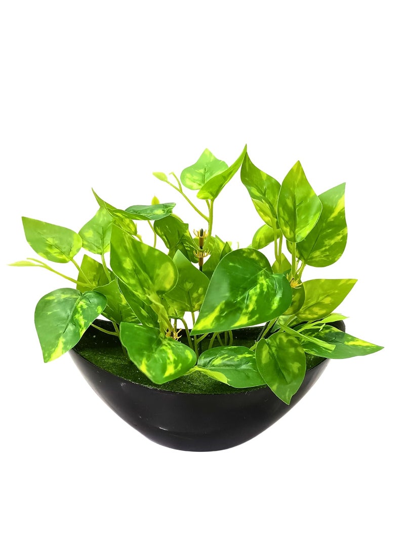 fancymart fancymart Artificial Money Plant Leaves with Boat Pot for Home Dcor 