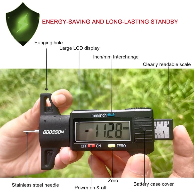 GODESON Digital Tyre Tread Depth Gauge with Large LCD Display - 0-25.4 mm / 1 inch Measuring Tool for Cars, Trucks, and Motorcycles - Image 2