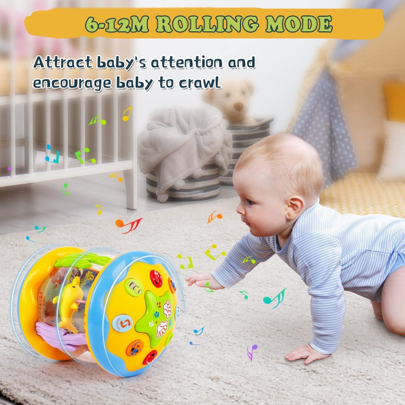 M SANMERSEN Baby Boys Toys 6-12 Months, Babies Ocean Rotating Lights Up Musical Toys for 0-6 12-18 Months Newborn Infant Crawling Tummy Time Toys 1 2 3 Baby Birthday Blue - Image 3