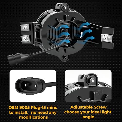 Auto Buero Round Led Fog Lights Assembly for Dodge Ram 1500 2002 2003 2004 2005 2006 2007 2008, Dodge Ram 2500/3500 2003-2009, Dodge Durango 2nd Generation 2004, Dodge Durango 2005-2006, DOT Approved - Image 3