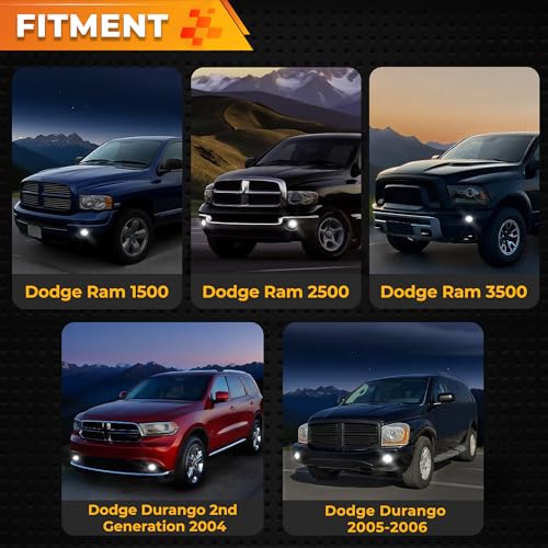 Auto Buero Round Led Fog Lights Assembly for Dodge Ram 1500 2002 2003 2004 2005 2006 2007 2008, Dodge Ram 2500/3500 2003-2009, Dodge Durango 2nd Generation 2004, Dodge Durango 2005-2006, DOT Approved - Image 5