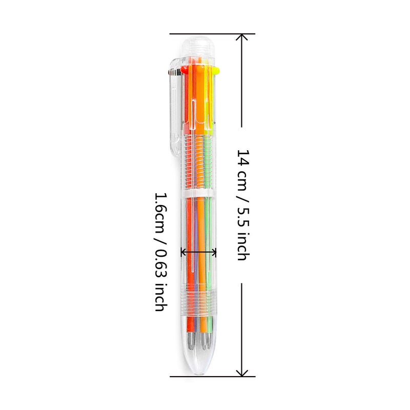 Hutou 4 Pack 0.5mm 6-in-1 Multicolor Ballpoint Pen 6 Colors Retractable Ballpoint Pens Kids Party Favors Pen - Image 2