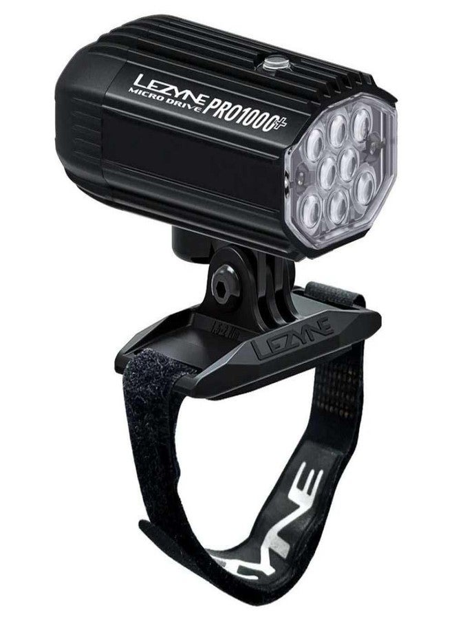 LEZYNE Helmet Micro Drive Pro 1000+ Bicycle Front Light, White LED, 1000 Lumens, Black Aluminum Housing, Road, Mountain, Gravel Bike, USB-C Rechargeable | Includes GoPro Style Mount & Helmet Mount - Image 1