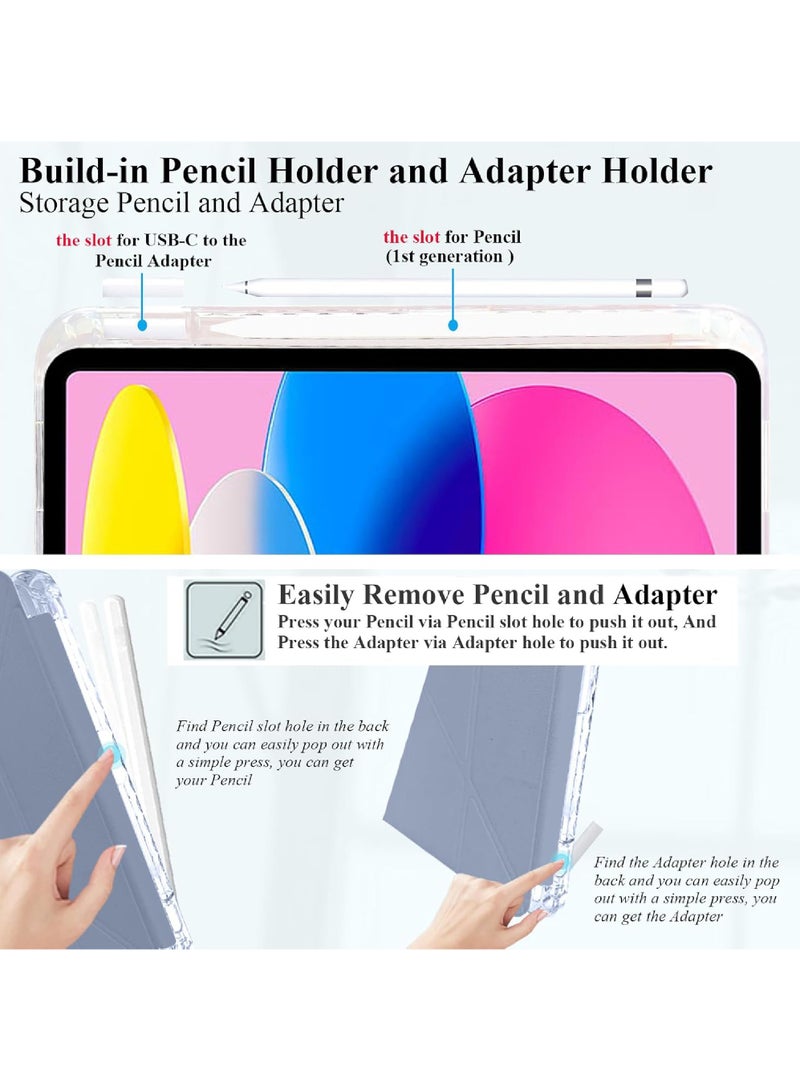 Rock Pow Case For iPad Air 11 inch (M3/M2) 2025/2024,iPad Air 5th 10.9 inch 2022/Air 4th 10.9 inch 2020 Generation Clear Back with Pencil Holder Auto Wake/Sleep Cover for air 4th/air 5th 10.9inch,air 6th/air 7th 11inch 2025/2024  - Image 3