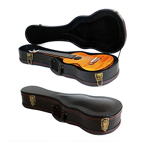 Roaring Iron Crocodile Pattern Leather Ukulele Case, 26 Inch Bulge Surface with Plush Interior for Tenor Ukulele (Black) - Image 1