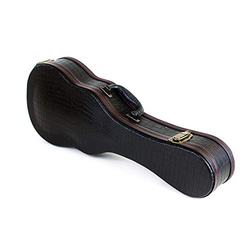 Roaring Iron Crocodile Pattern Leather Ukulele Case, 26 Inch Bulge Surface with Plush Interior for Tenor Ukulele (Black) - Image 2