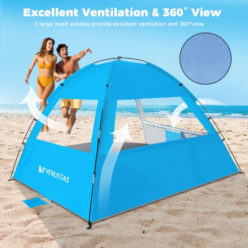 Venustas Beach Tent Sun Shelter for 3/4-5/6-7/8-10 Person, UPF 50+ UV Protection Beach Canopy, Lightweight and Easy Setup Cabana, Portable Beach Shade Tent - Image 4
