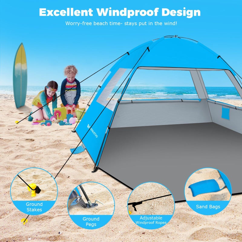 Venustas Beach Tent Sun Shelter for 3/4-5/6-7/8-10 Person, UPF 50+ UV Protection Beach Canopy, Lightweight and Easy Setup Cabana, Portable Beach Shade Tent - Image 5
