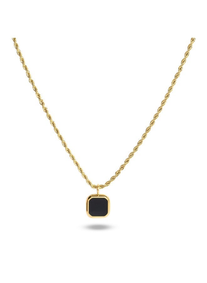 PALMONAS 18k Gold Tone Plated Black Enamel Necklace
 for Women - Image 1