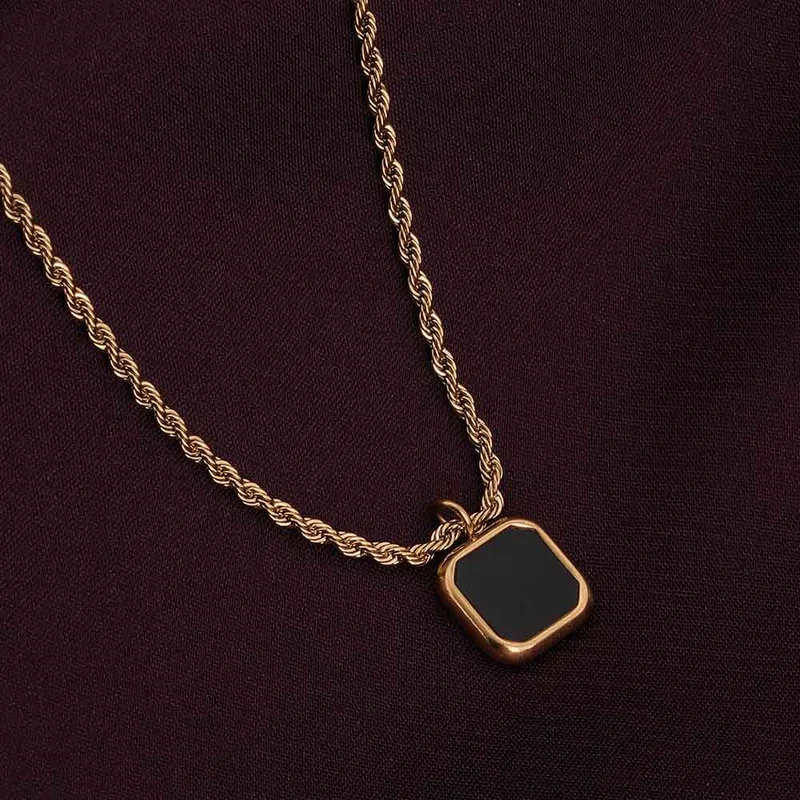 Palmonas PALMONAS Black Enamel Pendant Necklace for Women | 18K Gold Plated, Waterproof & Anti-Tarnish