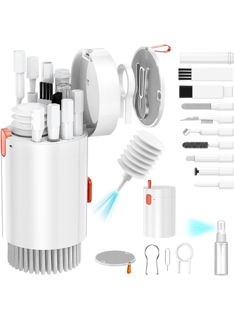 مجموعة تنظيف إلكترونيات 20 في 1، مجموعة تنظيف متعددة الوظائف للهاتف والكمبيوتر المحمول والكاميرا ولوحة المفاتيح والشاشة ومنظف لوحة المفاتيح مع نفخ الغبار والتنظيف بالرش - Image 2