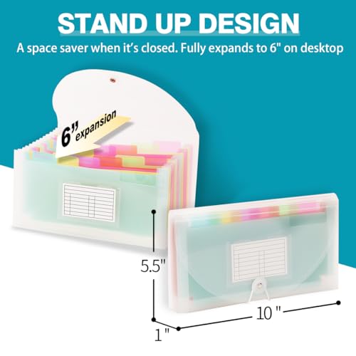 H4D Check Size 13 Pocket Expanding File Folder, Accordion File Organizer Wallet Case for Coupon Receipt Storage, 10 x 5.5 inches, Rainbow Color - Image 2