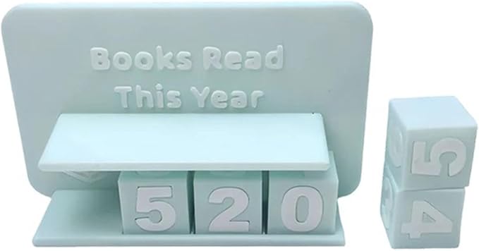 Sky Blue 3D Printed Book Counter Sign With Numbered Cubes Reading Progress Tracker For Readers And Teachers - Image 1