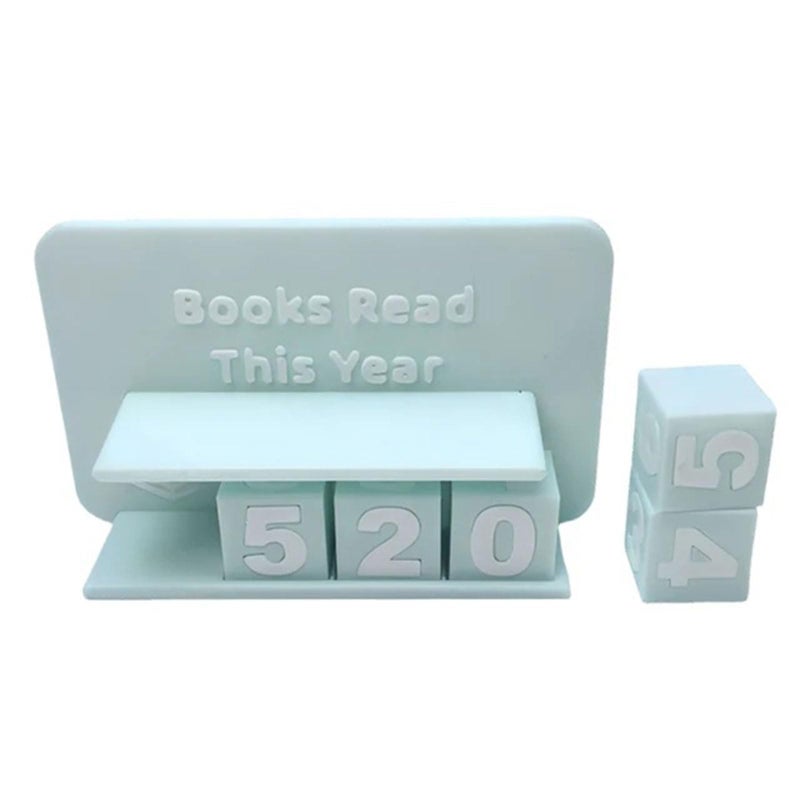 Sky Blue 3D Printed Book Counter Sign With Numbered Cubes Reading Progress Tracker For Readers And Teachers - Image 2