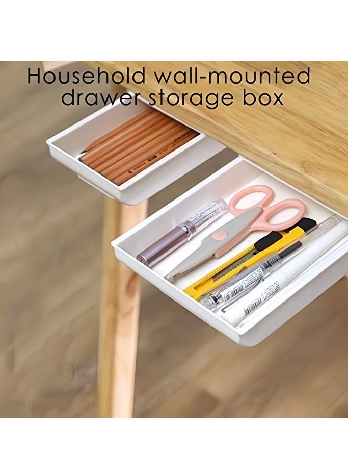 1pc Drawer Box Self Adhesive Under Desk Drawer Organizer Table Storage Box Holder Case Storage Box Finishing Box Office (Grey) - Image 4
