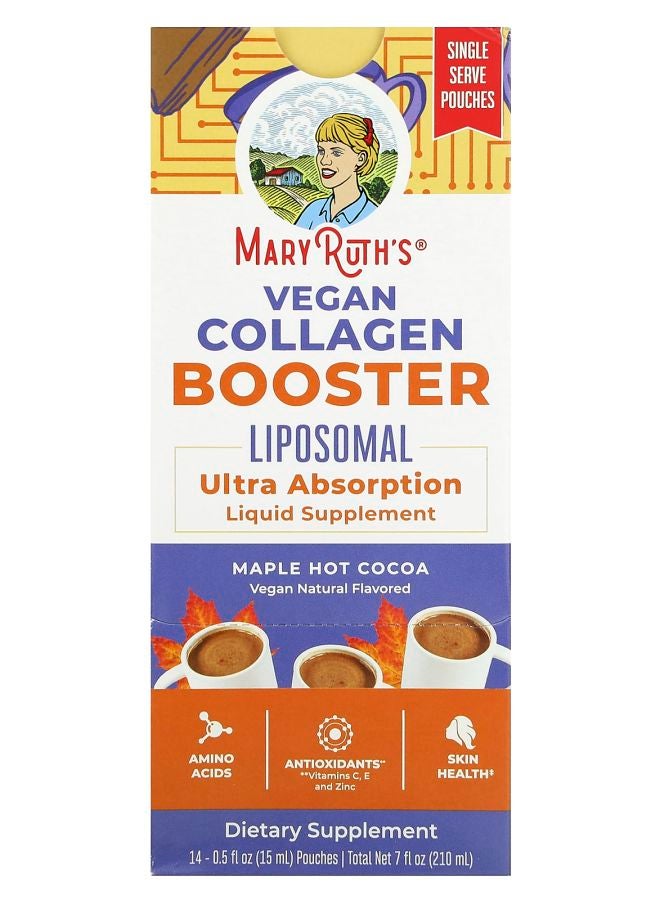 Vegan Collagen Booster Liposomal Maple Hot Cocoa 14 Pouches 0.5 fl oz (15 ml) Each