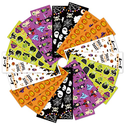 LINAYE Halloween Stickers for Kids 40 Sheets Halloween Stickers Bulk Cute Vinyl Waterproof 680PCS Stickers Pack for Treat Bags Goodie Bags Small Stickers for Girls Boys Halloween Party Favors - Image 1