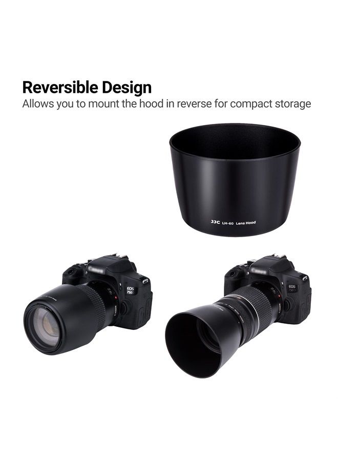 JJC Reversible Lens Hood Shade Protector for Canon EF 75-300mm f/4-5.6 III USM & EF-S 55-250mm f/4-5.6 is II Lens Replaces ET-60 On Canon EOS 5D Mark IV III 7D 6D Mark II 90D 80D 77D Rebel T8i T7i T7 SL3 - Image 3