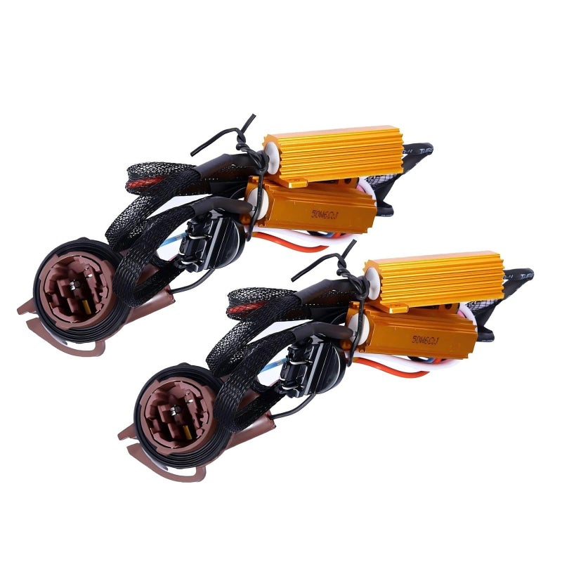 Opuweiy 2 PCS Car Bulb Resistor Kit 50 W 12 V Antiflicker Brake Light Resistor T20 3157 3157A 4157 Flashing Error Code Fix Warning Canceller for Car LED Bulbs Multicolored - Image 3