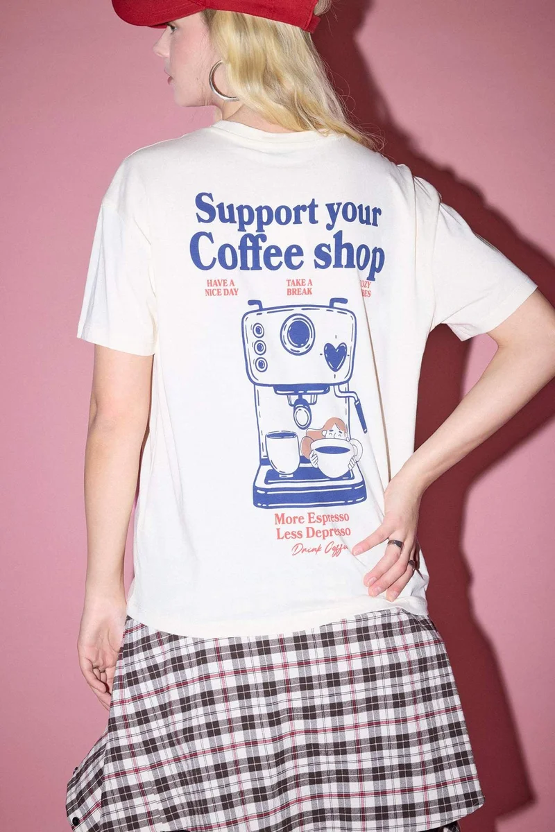 ديفاكتو 100% Cotton Printed Crew Neck T-Shirt