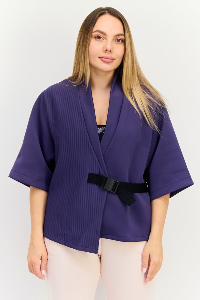 Reebok Women Sportswear Fit Short Sleeves Outdoor Top, Purple - Image 1