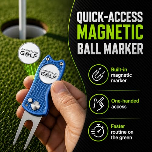 Aiming Fluid Golf Divot Repair Tool – Precision Switchblade Design, CNC-Machined Metal Body, Magnetic Ball Marker, Zero-Wobble Hinge – Premium Golf Accessory (Birdie Blue) - Image 4
