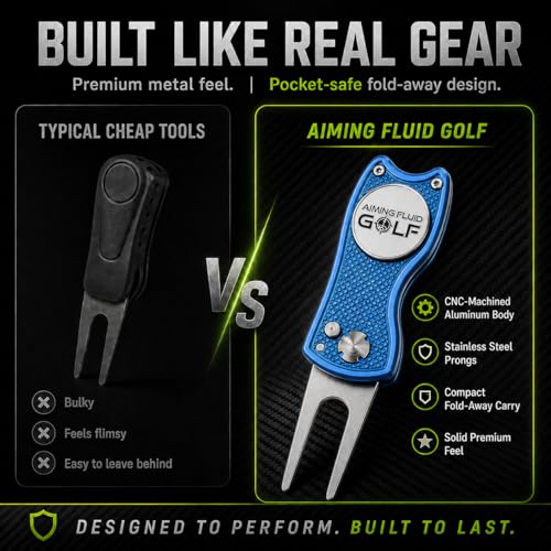 Aiming Fluid Golf Divot Repair Tool – Precision Switchblade Design, CNC-Machined Metal Body, Magnetic Ball Marker, Zero-Wobble Hinge – Premium Golf Accessory (Birdie Blue) - Image 5