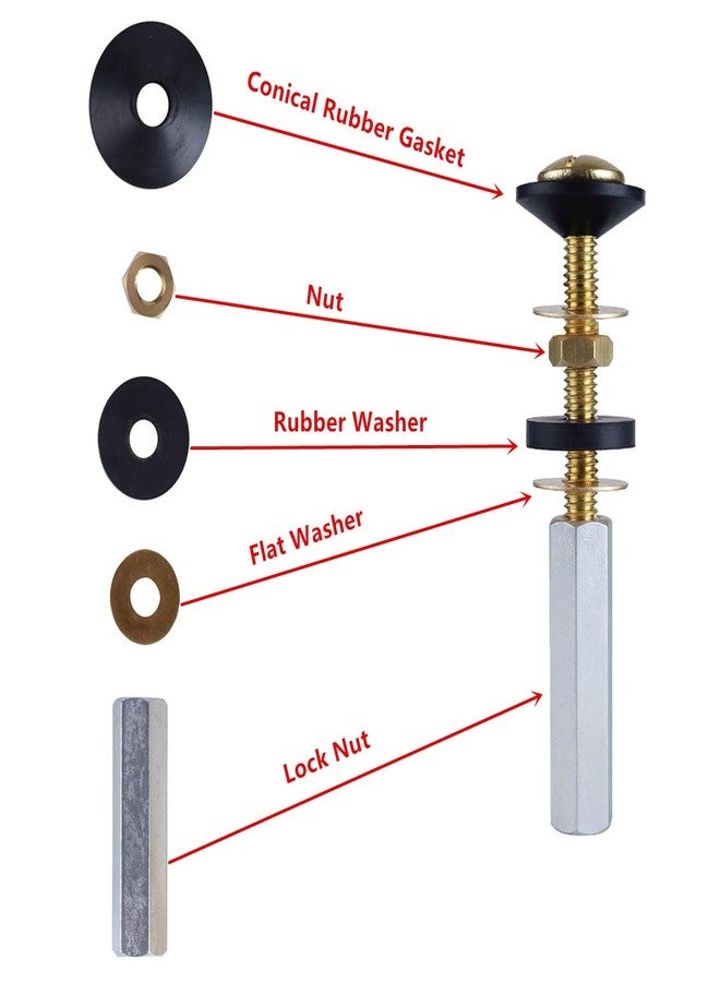 ANTFEES 2 Pack Universal Toilet Tank to Bowl Bolt Kits, antfees Heavy Duty Toilet Seat Bolts Replacement Kit with Long Nuts Rubber Washers, Easy to Install - Image 5