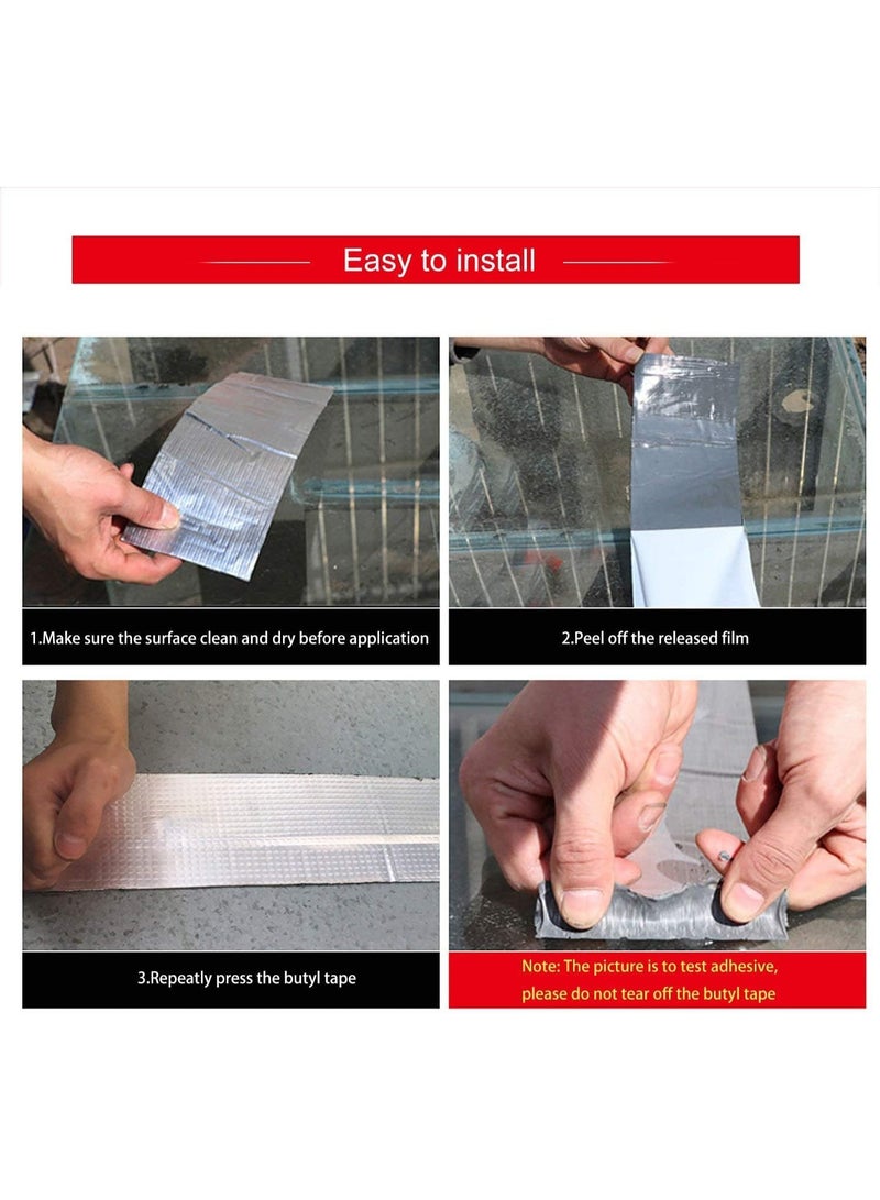 SYOSI Aluminum Butyl Tape, Waterproof Leak Repair Tape, Permanent Flashing Sealant Tapes, Black Adhesive Roll for Boat, RV, Roof, Window, Awning, Pipe, Hatch Cover, Outdoor Patch and Sealing (AB435) - Image 5