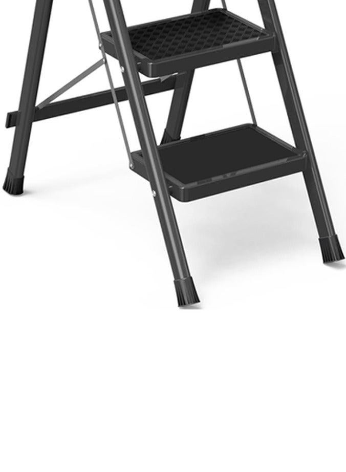 AL QADAH Step Ladder 3 Step Foldable Metal Gray 110x42cm Anti Slip Wide Pedals Safety Lock Tool Tray Compact Utility Ladder for Home Kitchen Office Use  - Image 3