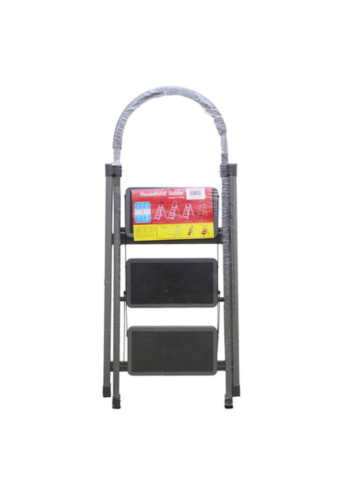 AL QADAH Step Ladder 3 Step Foldable Metal Gray 110x42cm Anti Slip Wide Pedals Safety Lock Tool Tray Compact Utility Ladder for Home Kitchen Office Use  - Image 5