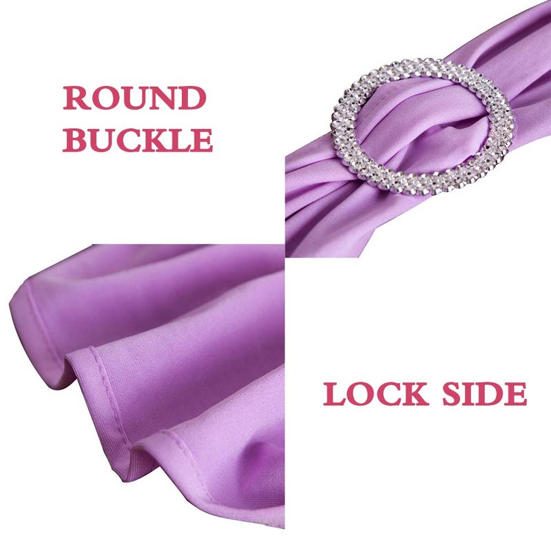 SINSSOWL Wedding Purple Chair Sashes 100 Pack Spandex Chair Bands with Buckles Dark Purple Chairs Bows for Party Birthday Bridal Shower Engagement Anniversary Christmas Events Decorations (Purple) - Image 5