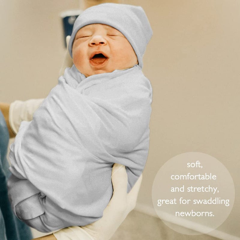 OWLOWLA Newborn Swaddle Set Stretch Wrap Swaddle Receiving Blanket for Baby Boy Girl(Gray) - Image 3