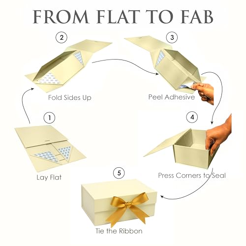 Boxotica Peach Small Gift Box – Foldable Rigid Hamper with Ribbon & Greeting Card | 23.5×17×10 cm Reusable Keepsake Box for Jewelry, Chocolates, Weddings, Birthdays, Bridesmaid Proposals - Image 2