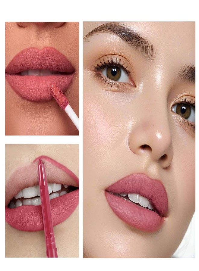 sam sugar 6 Lip Liner + 7 Lip Gloss Set Smooth Long-Lasting Lip combom Kit Non-Sticky Lip Gloss Matte Liquid Lipstick for Women & Girl（matte ） - Image 2