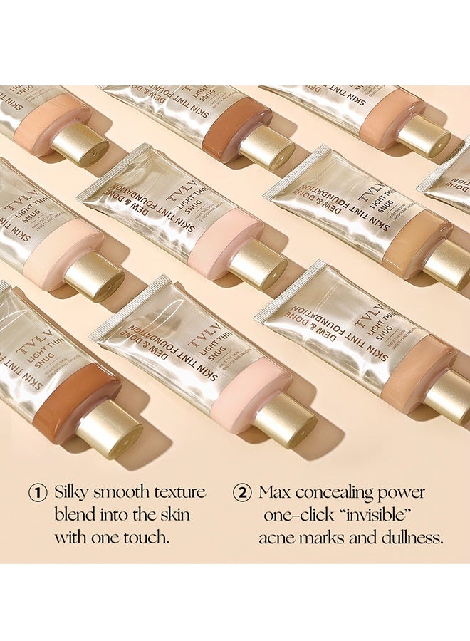 TVLV Dew & Done Skin Tint Foudation，Natural Light Foundation,Full Coverage Long Lasting Liquid Concealer | Beauty Cosmetics Facial Foundation Concealer for Travel Vacation Performance Dating #03 - Image 5