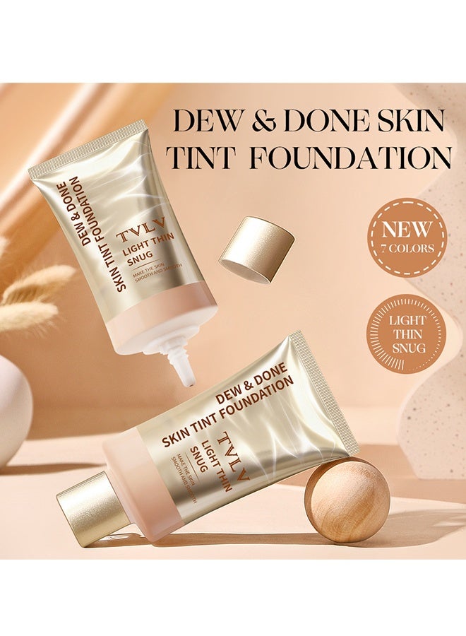 TVLV Dew & Done Skin Tint Foudation，Natural Light Foundation,Full Coverage Long Lasting Liquid Concealer | Beauty Cosmetics Facial Foundation Concealer for Travel Vacation Performance Dating #03 - Image 4